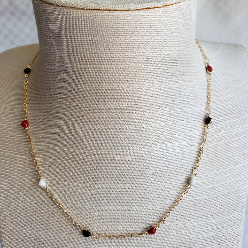 Metal Gallery Hearts Necklace - Red, White And Blue Enamel Hearts - Nwt